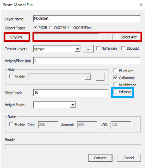 ModelSetLayerFileConversion-CityGml